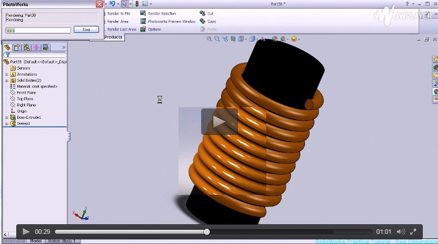 SolidWorks教程16 - 电机线圈渲染版（实景）