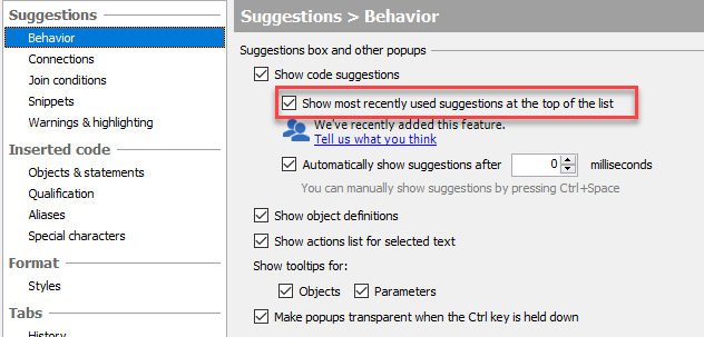 语法提示SQL Prompt教程：SQL生产力功能“代码完成”和“IntelliSense”