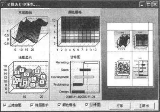 多图表单页打印预览界面